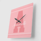 パーソナライズされたタイポグラフィ名時計 スクエア壁時計 (傾斜)