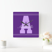 パーソナライズされたタイポグラフィ名時計 スクエア壁時計 (ホーム)