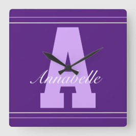 パーソナライズされたタイポグラフィ名時計 スクエア壁時計