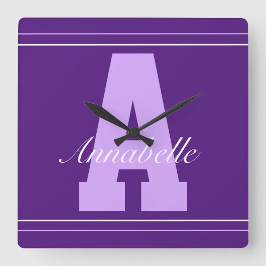 パーソナライズされたタイポグラフィ名時計 スクエア壁時計 (正面)