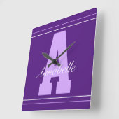 パーソナライズされたタイポグラフィ名時計 スクエア壁時計 (傾斜)