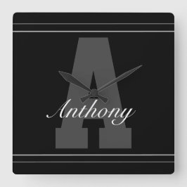 パーソナライズされたタイポグラフィ名時計 スクエア壁時計