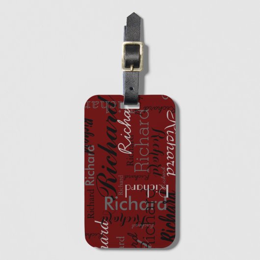パーソナライズされたタイポグラフィ模様 ラゲッジタグ (正面縦)