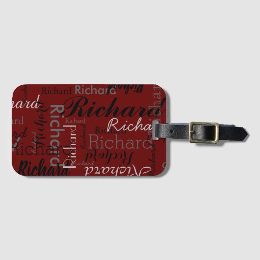 パーソナライズされたタイポグラフィ模様 ラゲッジタグ (正面横)