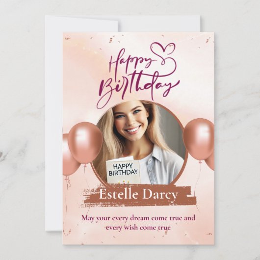 パーソナライズされたタイポグラフィ誕生日カード 招待状 (正面)