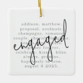 パーソナライズされたタイポグラフィ語婚約した セラミックオーナメント (正面)