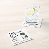 パーソナライズされたタキシード・ラガムフフィ結婚ン猫 スクエアペーパーコースター (インサイチュ)