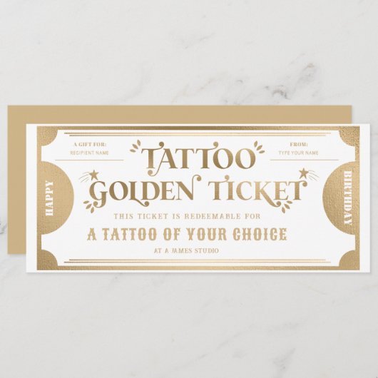 パーソナライズされたタトゥーギフトバウチャーテンプレート 招待状 (正面/裏面)
