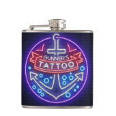 パーソナライズされたタトゥーショップの航海用ネオンサインスタイル フラスク (正面)