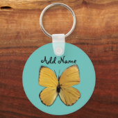 パーソナライズされたターコイズイエローバタフライキーチェーン キーホルダー (正面)
