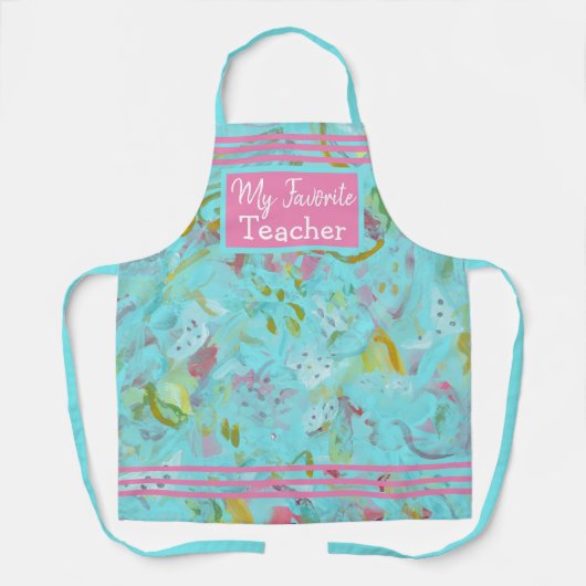 パーソナライズされたターコイズオアシス抽象芸術Apr エプロン (正面)