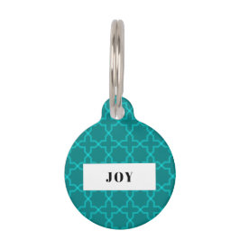 パーソナライズされたターコイズカラーのスターパターンが特徴のペット用首輪タグ ペット　ネームタグ