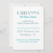 パーソナライズされたターコイズグリーンチェックの体操 招待状 (裏面)