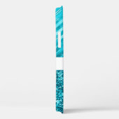 パーソナライズされたターコイズフローラグリッター Case-Mate iPhoneケース (裏面 / 右)