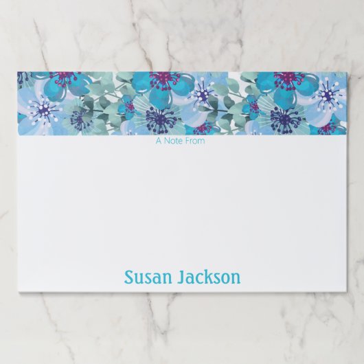 パーソナライズされたターコイズフローラ   ペーパーパッド (正面)