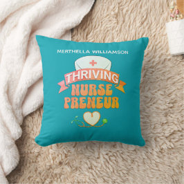 パーソナライズされたターコイズブルーのNURSEPRENEUR ナースプレナー クッション
