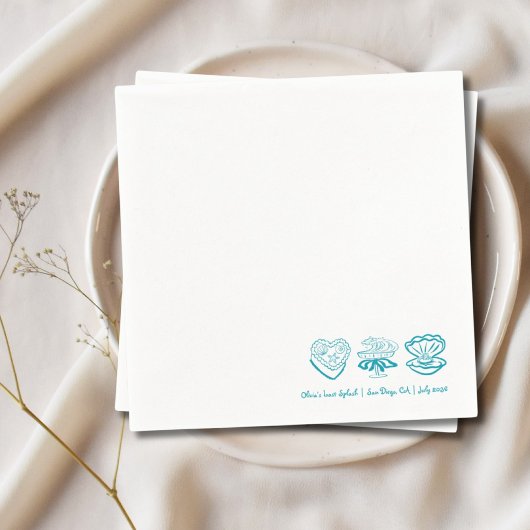 パーソナライズされたターコイズラストスプラッシュバチェロレッテナプキン スタンダードカクテルナプキン