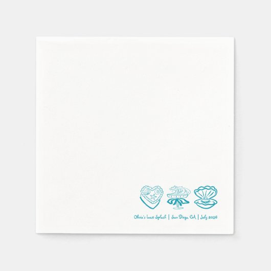 パーソナライズされたターコイズラストスプラッシュバチェロレッテナプキン スタンダードカクテルナプキン (正面)