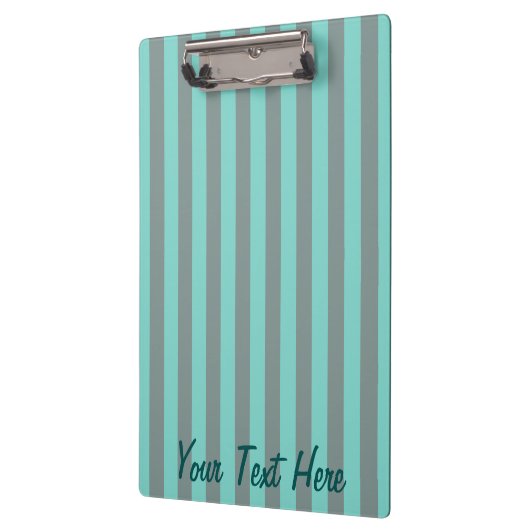パーソナライズされたターコイズ垂直ストライプカスタマイズ数 クリップボード (左)