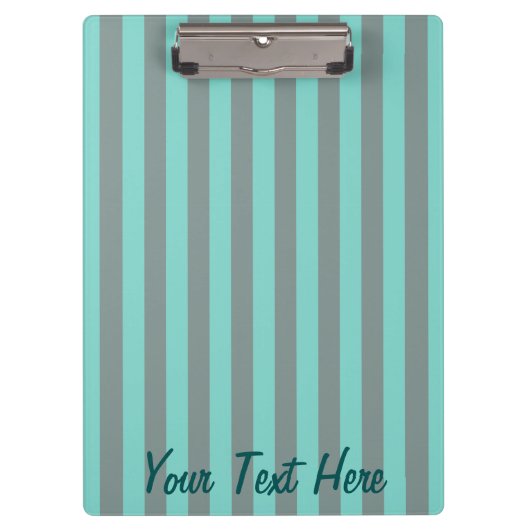 パーソナライズされたターコイズ垂直ストライプカスタマイズ数 クリップボード (正面)