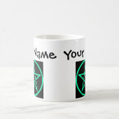 パーソナライズされたターコイズ星形五角形ウィッカ信者マググ コーヒーマグカップ (中央)