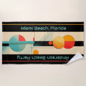 パーソナライズされたターコイズ&オレンジ幾何モダン図形 ビーチタオル (正面)