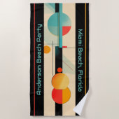 パーソナライズされたターコイズ&オレンジ幾何モダン図形 ビーチタオル (正面)