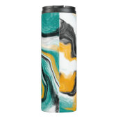 パーソナライズされたターコイズ、金ゴールド、大理石の流体アート タンブラー (裏面)