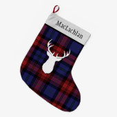 パーソナライズされたタータンチェッククランMacLachlanプレイド ラージクリスマスストッキング (正面 (吊り時))