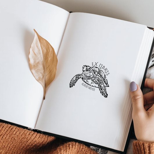 パーソナライズされたタートルエクサイリス蔵書票 ラバースタンプ