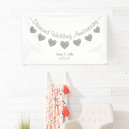 パーソナライズされたダイヤモンド結婚60周年記念 横断幕 (インサイチュ)