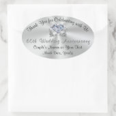パーソナライズされたダイヤ結婚モンド周年記念ステッカー 楕円形シール (バッグ)