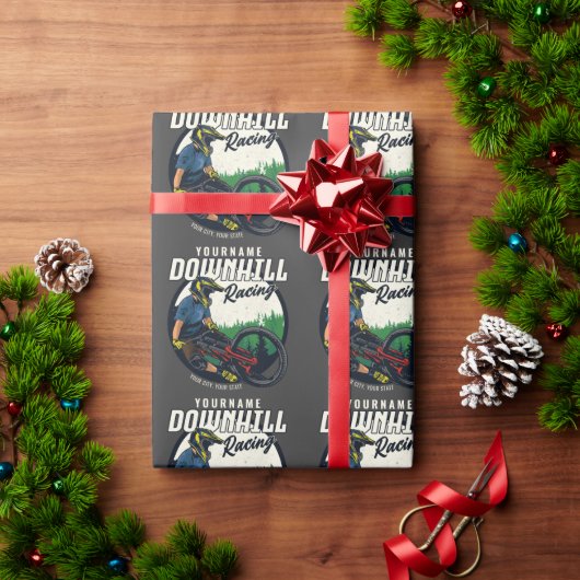 パーソナライズされたダウンヒルレース マウンテンバイクコース ラッピングペーパー (クリスマスギフト)
