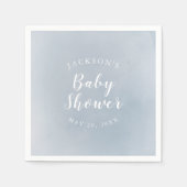 パーソナライズされたダスティブルーウォーター色ベビーシャワー スタンダードカクテルナプキン (正面)