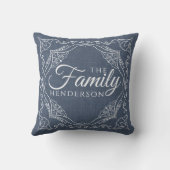 パーソナライズされたダスティブルーエレガントファミリー名モダン クッション (裏面)