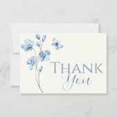 パーソナライズされたダスティーブルーのワイルドフラワーのブライズシャワー サンキューカード (正面)