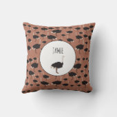 パーソナライズされたダチョウイラストレーション模様 クッション (裏面)