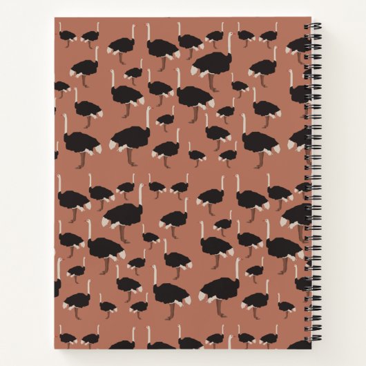パーソナライズされたダチョウイラストレーション模様 ノートブック (裏面)