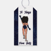 パーソナライズされたダンサーギフトラベルインディゴB ギフトタグ (裏面)