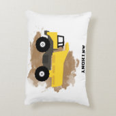 パーソナライズされたダンプトラック建築マッド アクセントクッション (裏面(縦))