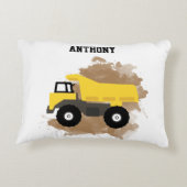 パーソナライズされたダンプトラック建築マッド アクセントクッション (裏面)