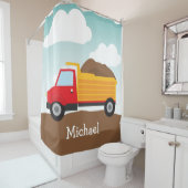パーソナライズされたダンプトラック、男の子のシャワーカーテン シャワーカーテン (インサイチュ)
