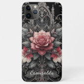 パーソナライズされたダークゴシックローズ フローラル ヴィクトリアン Case-Mate iPhoneケース (裏面)