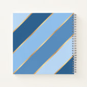 パーソナライズされたダークミディアムライトブルーゴールドストライプ ノートブック (裏面)