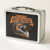 パーソナライズされたダートバイクモトクロスレーシングヘルメット メタルランチボックス (裏面)