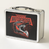 パーソナライズされたダートバイクモトクロスレーシングヘルメット メタルランチボックス (裏面)
