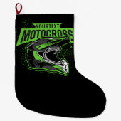 パーソナライズされたダートバイクモトクロスレーシングヘルメット ラージクリスマスストッキング (正面)