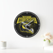 パーソナライズされたダートバイクモトクロスレーシングヘルメット ラージ壁時計 (ホーム)