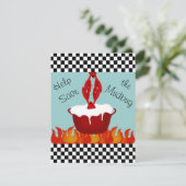 パーソナライズされたチェッカーボードザリガニパーティー 招待状 (スタンド正面)