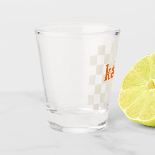 パーソナライズされたチェック柄パーティー誕生日ギフト ショットグラス (左)